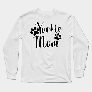 Yorkie Mom Black and White Typography Long Sleeve T-Shirt